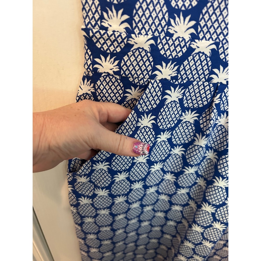 Boden Dress Blue Pineapple Print Cotton Sleeveless Pockets Summer Casual 14R - Picture 2 of 8